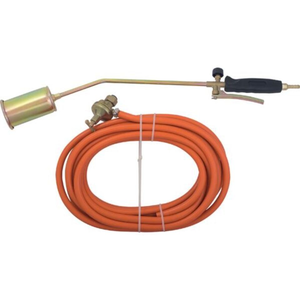 Kit cannello bruciatore con tubo arancione avvolto e raccordi