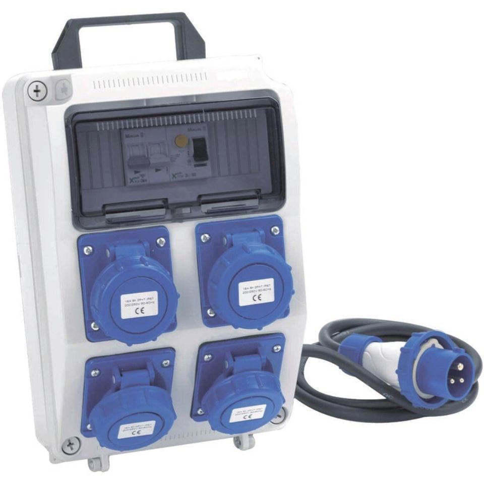 Quadro elettrico portatile da cantiere con quattro prese e cavo