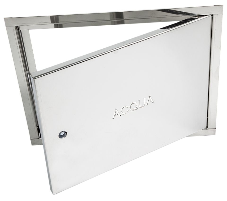 Sportello per contatore acqua in acciaio inox, anta aperta